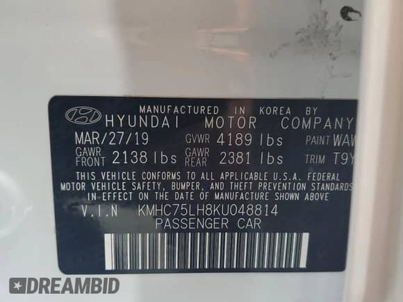 2019 Hyundai Ioniq с VIN KMHC75LH8KU048814, выставлен на аукционе Copart как лот 77227924 с пробегом 121 278 миль миль и Списание • Salvage title. История ставок и продаж доступна на DreamBid. Изображение 12.