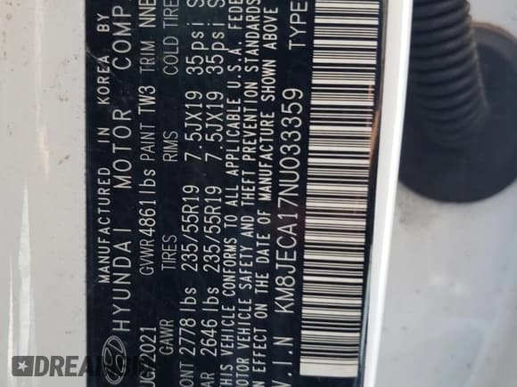 ✅ 2022 Hyundai Tucson Limited • VIN: KM8JECA17NU033359 • Lot: 50838914. Wystawiony na Copart z przebiegiem 55 457 mil. Bezpłatny archiwum sprzedaży aukcyjnych z USA i szczegółowy raport historii pojazdu na DreamBid. Zdjęcie 12.