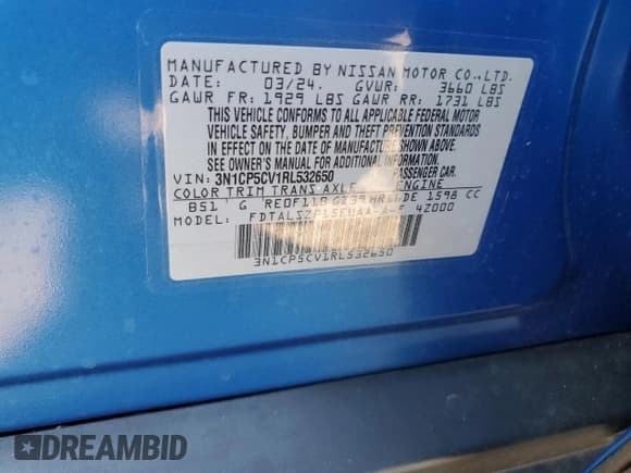 ✅ 2024 Nissan Kicks SV • VIN: 3N1CP5CV1RL532650 • Лот: 82392305. Опубликован ранее на Copart с пробегом 3 115 миль. Бесплатный доступ к архиву аукционных продаж из США и подробный отчёт об истории автомобиля на DreamBid. Изображение 14.