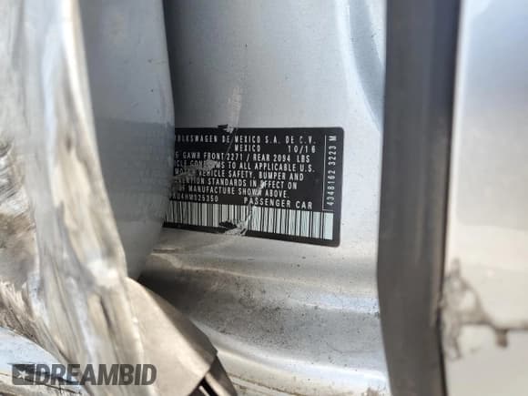 ✅ 2017 Volkswagen Golf GTI S • VIN: 3VW547AU4HM025350 • Lot: 69676985. Listed on Copart with 66,017 mi. Free auction sales archive from the USA and detailed vehicle history report at DreamBid. Image 12.