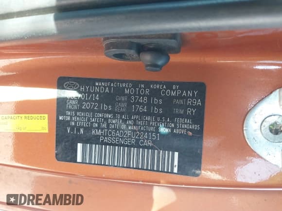 ✅ 2015 Hyundai Veloster • VIN: KMHTC6AD2FU224151 • Lot: 41280466. Wystawiony na IAAI z przebiegiem 201 271 mil. Bezpłatny archiwum sprzedaży aukcyjnych z USA i szczegółowy raport historii pojazdu na DreamBid. Zdjęcie 9.