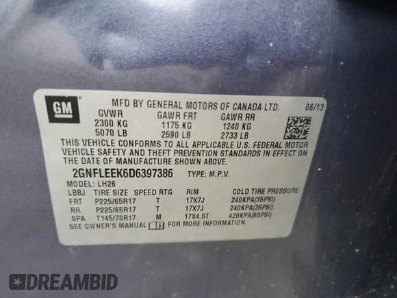 ✅ 2013 Chevrolet Equinox LT • VIN: 2GNFLEEK6D6397386 • Лот: 72782204. Опубликован ранее на Copart с пробегом 179 748 миль. Бесплатный доступ к архиву аукционных продаж из США и подробный отчёт об истории автомобиля на DreamBid. Изображение 13.
