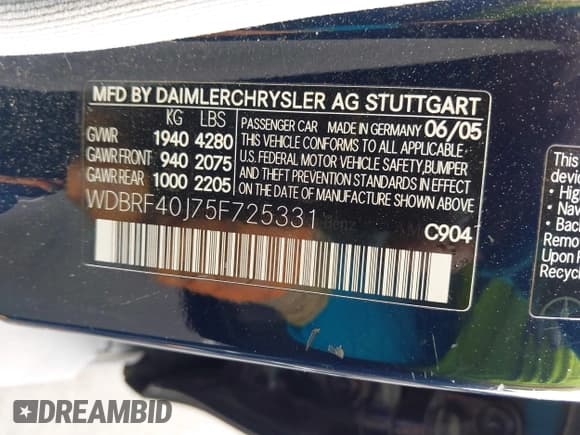 ✅ 2005 Mercedes-Benz C 230 Kompressor • VIN: WDBRF40J75F725331 • Lot: 43222912. Wystawiony na IAAI z przebiegiem 245 268 mil. Bezpłatny archiwum sprzedaży aukcyjnych z USA i szczegółowy raport historii pojazdu na DreamBid. Zdjęcie 9.