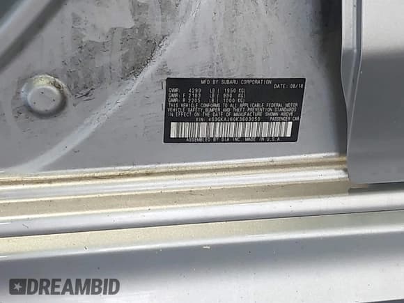 ✅ 2019 Subaru Impreza Special Sports • VIN: 4S3GKAJ60K3603050 • Lot: 42252101. Listed on IAAI with 118,415 mi. Free auction sales archive from the USA and detailed vehicle history report at DreamBid. Image 9.