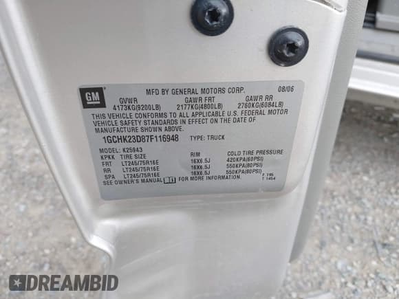 ✅ 2007 Chevrolet Silverado 2500HD LT1 • VIN: 1GCHK23D87F116948 • Лот: 42846349. Опубликован ранее на IAAI с пробегом Не указан. Бесплатный доступ к архиву аукционных продаж из США и подробный отчёт об истории автомобиля на DreamBid. Изображение 9.