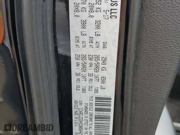 2017 Dodge Durango GT z VIN 1C4RDJDGXHC905042, wystawiony jako Copart lot #68868835 z przebiegiem 105 832 mil mil oraz Szkoda całkowita • Salvage title. Historia ofert i sprzedaży dostępna na DreamBid. Obrazek 12.