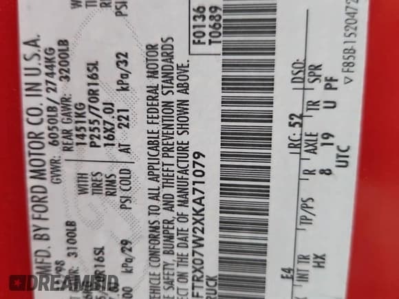 ✅ 1999 Ford F-150 • VIN: 1FTRX07W2XKA71079 • Lot: 86897465. Listed on Copart with Not provided. Free auction sales archive from the USA and detailed vehicle history report at DreamBid. Image 12.