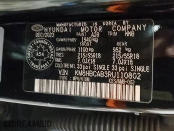 2024 Hyundai Kona SEL с VIN KM8HBCAB3RU110802, выставлен на аукционе Copart как лот 85800354 с пробегом 19 681 миль миль и Чистый • Clean title. История ставок и продаж доступна на DreamBid. Изображение 13.