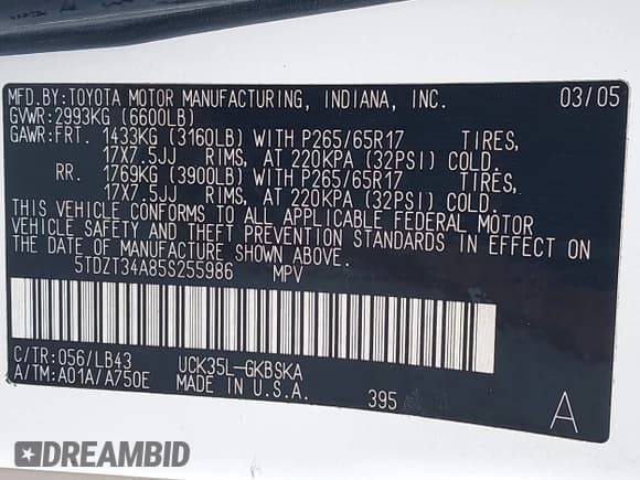 ✅ 2005 Toyota Sequoia SR5 • VIN: 5TDZT34A85S255986 • Lot: 43506226. Wystawiony na IAAI z przebiegiem 231 013 mil. Bezpłatny archiwum sprzedaży aukcyjnych z USA i szczegółowy raport historii pojazdu na DreamBid. Zdjęcie 9.