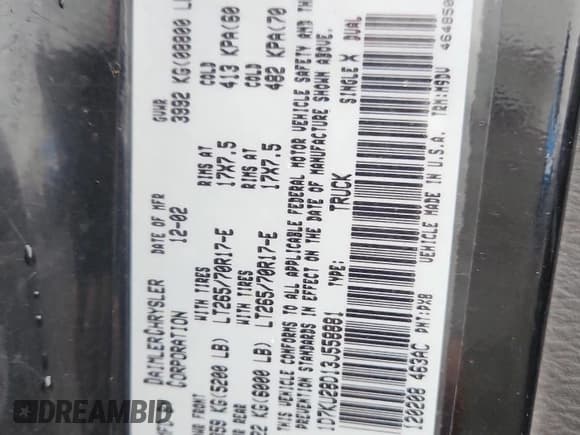 ✅ 2003 Dodge 2500 ST • VIN: 1D7KU28D13J558881 • Лот: 92012775. Опубликован ранее на Copart с пробегом 218 441 миль. Бесплатный доступ к архиву аукционных продаж из США и подробный отчёт об истории автомобиля на DreamBid. Изображение 12.