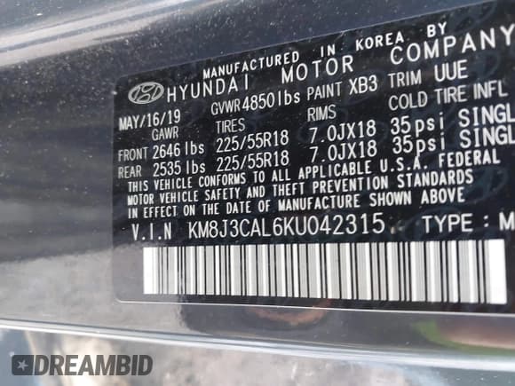 ✅ 2019 Hyundai Tucson Ultimate • VIN: KM8J3CAL6KU042315 • Lot: 41924215. Wystawiony na IAAI z przebiegiem 105 333 mil. Bezpłatny archiwum sprzedaży aukcyjnych z USA i szczegółowy raport historii pojazdu na DreamBid. Zdjęcie 9.