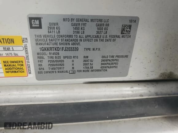 ✅ 2015 GMC Acadia Denali • VIN: 1GKKRTKD1FJ203339 • Lot: 70161415. Listed on Copart with 160,098 mi. Free auction sales archive from the USA and detailed vehicle history report at DreamBid. Image 13.