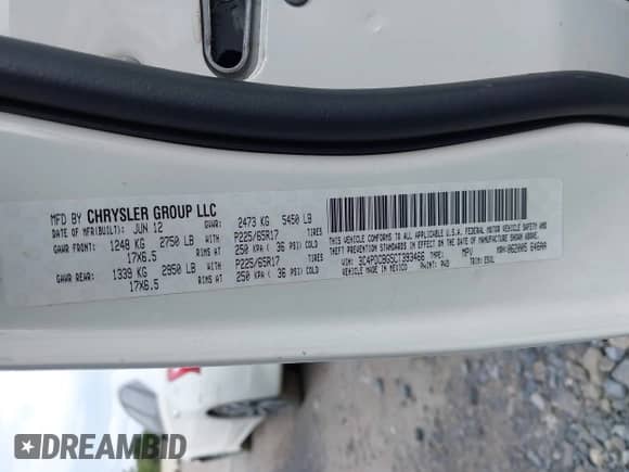 2012 Dodge Journey SXT с VIN 3C4PDCBG5CT393466, выставлен на аукционе IAAI как лот 43175067 с пробегом 164 793 миль миль и . История ставок и продаж доступна на DreamBid. Изображение 9.