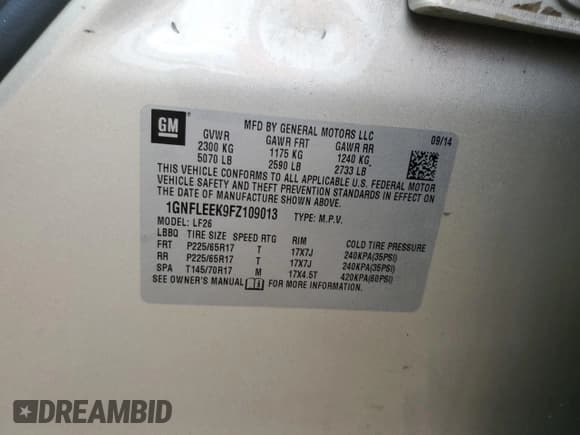 ✅ 2015 Chevrolet Equinox LS • VIN: 1GNFLEEK9FZ109013 • Лот: 85693035. Опубликован ранее на Copart с пробегом 130 189 миль. Бесплатный доступ к архиву аукционных продаж из США и подробный отчёт об истории автомобиля на DreamBid. Изображение 13.