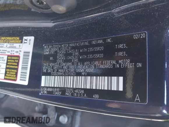 ✅ 2020 Toyota Highlander Limited • VIN: 5TDDZRBH5LS015903 • Lot: 43308080. Wystawiony na IAAI z przebiegiem 48 286 mil. Bezpłatny archiwum sprzedaży aukcyjnych z USA i szczegółowy raport historii pojazdu na DreamBid. Zdjęcie 9.