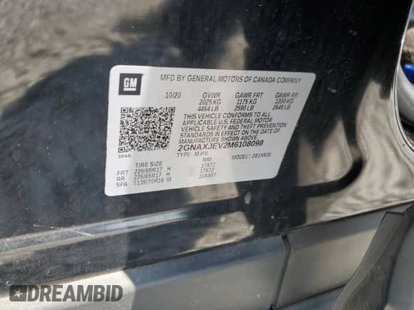 2021 Chevrolet Equinox LT с VIN 2GNAXJEV2M6108098, выставлен на аукционе Copart как лот 87259995 с пробегом 140 275 миль миль и Чистый • Clean title. История ставок и продаж доступна на DreamBid. Изображение 12.