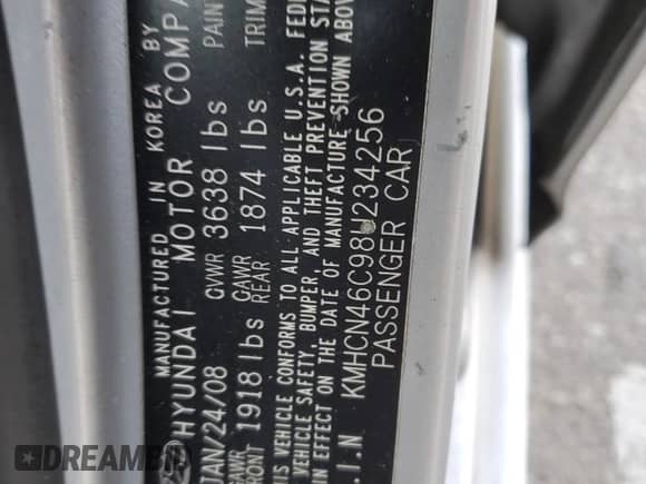 2008 Hyundai Accent GLS z VIN KMHCN46C98U234256, wystawiony jako Copart lot #83089384 z przebiegiem 153 802 mil mil oraz Szkoda całkowita • Salvage title. Historia ofert i sprzedaży dostępna na DreamBid. Obrazek 15.