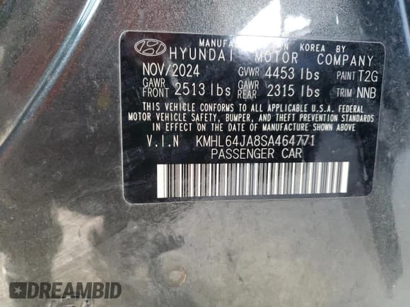 ✅ 2025 Hyundai Sonata SEL • VIN: KMHL64JA8SA464771 • Лот: 85752305. Опубликован ранее на Copart с пробегом 11 241 миль. Бесплатный доступ к архиву аукционных продаж из США и подробный отчёт об истории автомобиля на DreamBid. Изображение 13.