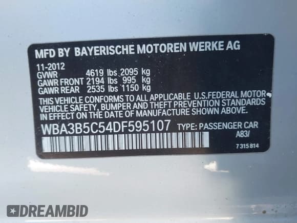 ✅ 2013 BMW 3 Series 328i xDrive • VIN: WBA3B5C54DF595107 • Лот: 43415450. Опубликован ранее на IAAI с пробегом 189 750 миль. Бесплатный доступ к архиву аукционных продаж из США и подробный отчёт об истории автомобиля на DreamBid. Изображение 9.