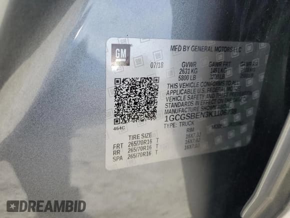 ✅ 2019 Chevrolet Colorado 2WD Work Truck • VIN: 1GCGSBEN3K1106738 • Лот: 82806473. Опубликован ранее на Copart с пробегом 71 824 миль. Бесплатный доступ к архиву аукционных продаж из США и подробный отчёт об истории автомобиля на DreamBid. Изображение 13.