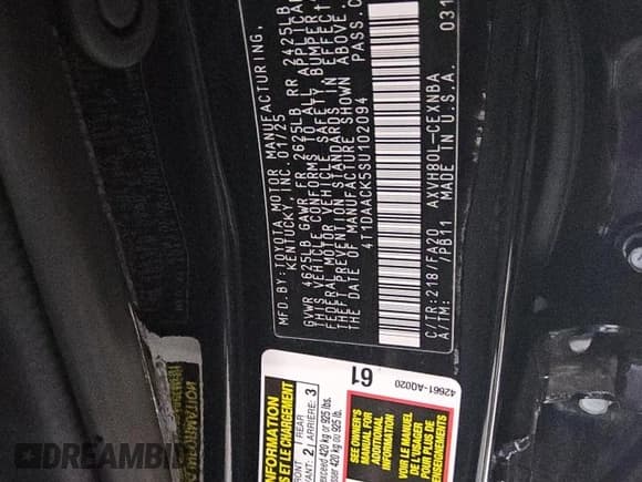 ✅ 2025 Toyota Camry LE • VIN: 4T1DAACK5SU102094 • Lot: 90654675. Listed on Copart with 22,384 mi. Free auction sales archive from the USA and detailed vehicle history report at DreamBid. Image 13.