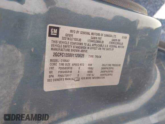 ✅ 2009 Chevrolet Silverado 1500 • VIN: 2GCFC135891120628 • Lot: 42987968. Listed on IAAI with 243,739 mi. Free auction sales archive from the USA and detailed vehicle history report at DreamBid. Image 8.