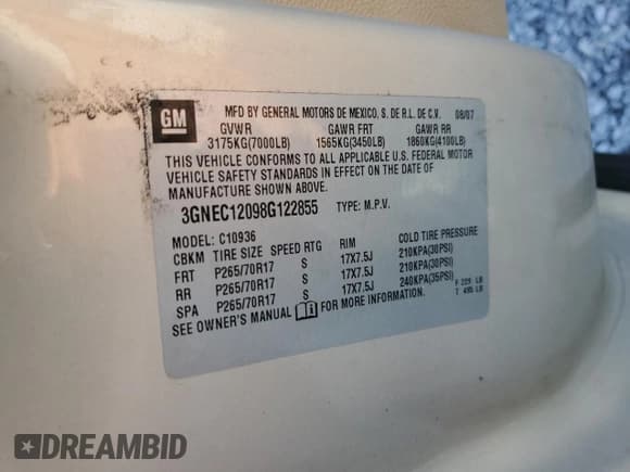 ✅ 2008 Chevrolet Avalanche 2LT • VIN: 3GNEC12098G122855 • Lot: 58043005. Wystawiony na Copart z przebiegiem 188 942 mil. Bezpłatny archiwum sprzedaży aukcyjnych z USA i szczegółowy raport historii pojazdu na DreamBid. Zdjęcie 13.