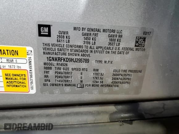 ✅ 2017 Chevrolet Traverse LS • VIN: 1GNKRFKD9HJ295789 • Lot: 68492184. Wystawiony na Copart z przebiegiem 83 037 mil. Bezpłatny archiwum sprzedaży aukcyjnych z USA i szczegółowy raport historii pojazdu na DreamBid. Zdjęcie 13.