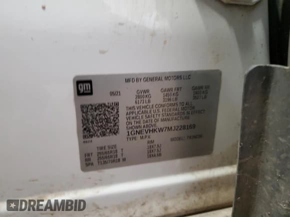 ✅ 2021 Chevrolet Traverse LT • VIN: 1GNEVHKW7MJ228169 • Lot: 92426205. Listed on Copart with 172,372 mi. Free auction sales archive from the USA and detailed vehicle history report at DreamBid. Image 13.