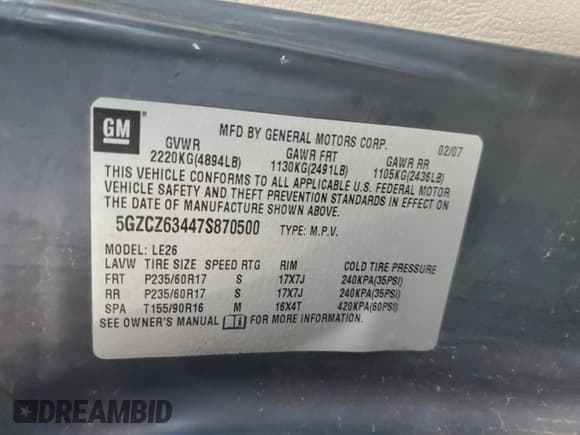 ✅ 2007 Saturn VUE V6 • VIN: 5GZCZ63447S870500 • Lot: 55859625. Listed on Copart with 131,583 mi. Free auction sales archive from the USA and detailed vehicle history report at DreamBid. Image 14.