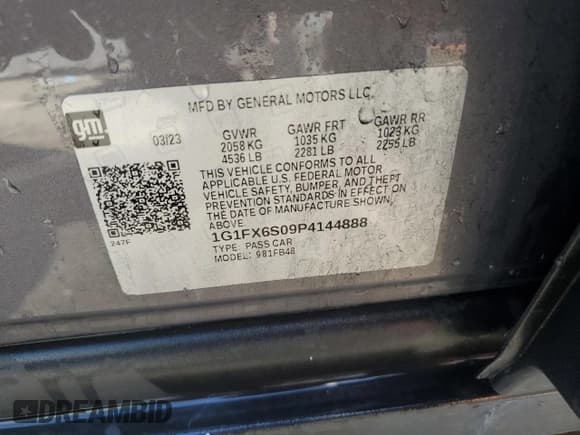 ✅ 2023 Chevrolet Bolt EV 2LT • VIN: 1G1FX6S09P4144888 • Lot: 72917204. Wystawiony na Copart z przebiegiem 31 583 mil. Bezpłatny archiwum sprzedaży aukcyjnych z USA i szczegółowy raport historii pojazdu na DreamBid. Zdjęcie 13.