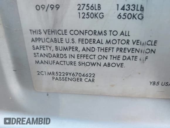✅ 2000 Chevrolet Metro Lsi • VIN: 2C1MR5229Y6704622 • Лот: 41655287. Опубликован ранее на IAAI с пробегом 255 664 миль. Бесплатный доступ к архиву аукционных продаж из США и подробный отчёт об истории автомобиля на DreamBid. Изображение 9.