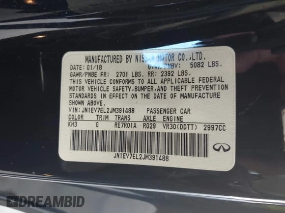 ✅ 2018 Infiniti Q60 Sport • VIN: JN1EV7EL2JM391488 • Лот: 42841614. Опубликован ранее на IAAI с пробегом 55 249 миль. Бесплатный доступ к архиву аукционных продаж из США и подробный отчёт об истории автомобиля на DreamBid. Изображение 9.