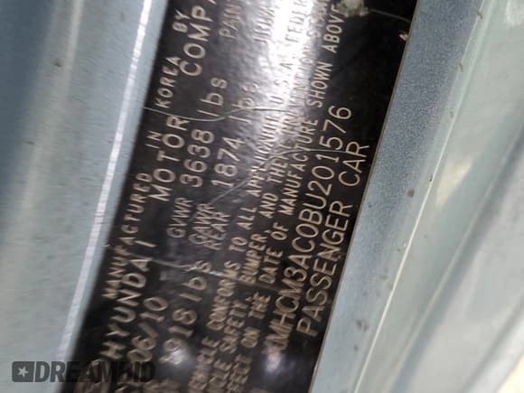 ✅ 2011 Hyundai Accent GS • VIN: KMHCM3AC0BU201576 • Лот: 43558105. Опубликован ранее на Copart с пробегом Не указан. Бесплатный доступ к архиву аукционных продаж из США и подробный отчёт об истории автомобиля на DreamBid. Изображение 12.