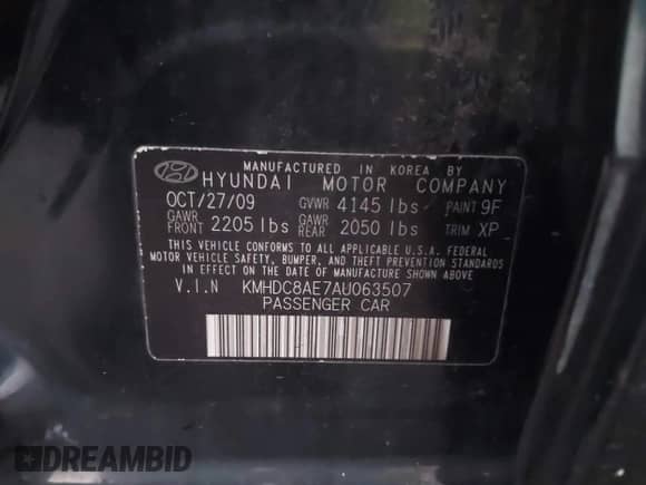 2010 Hyundai Elantra GLS z VIN KMHDC8AE7AU063507, wystawiony jako IAAI lot #43283514 z przebiegiem 155 437 mil mil oraz . Historia ofert i sprzedaży dostępna na DreamBid. Obrazek 9.