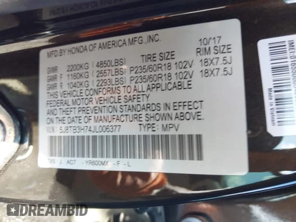 ✅ 2018 Acura RDX Advance • VIN: 5J8TB3H74JL006377 • Lot: 41973297. Listed on IAAI with 81,006 mi. Free auction sales archive from the USA and detailed vehicle history report at DreamBid. Image 9.