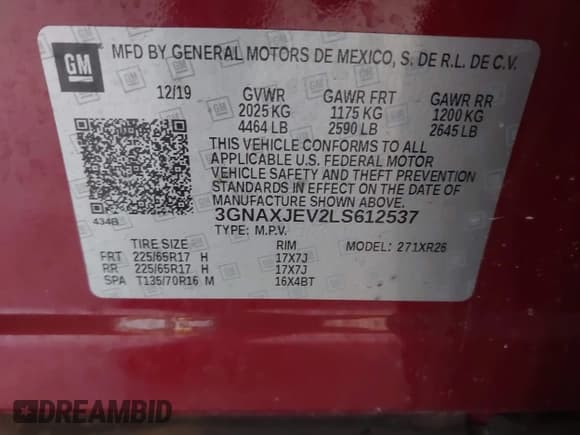 ✅ 2020 Chevrolet Equinox LT • VIN: 3GNAXJEV2LS612537 • Lot: 43241131. Wystawiony na IAAI z przebiegiem 69 009 mil. Bezpłatny archiwum sprzedaży aukcyjnych z USA i szczegółowy raport historii pojazdu na DreamBid. Zdjęcie 9.