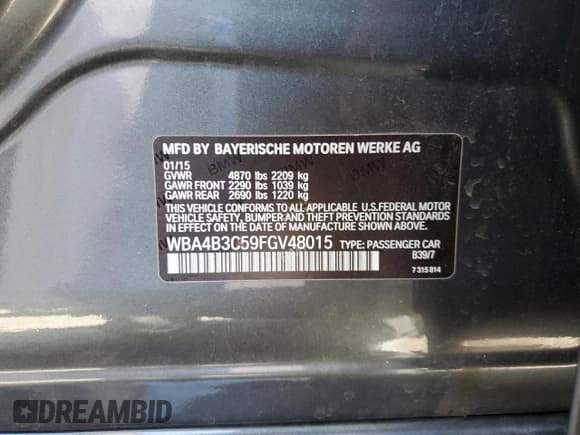 ✅ 2015 BMW 4 Series 435i xDrive • VIN: WBA4B3C59FGV48015 • Lot: 64051925. Wystawiony na Copart z przebiegiem 216 104 mil. Bezpłatny archiwum sprzedaży aukcyjnych z USA i szczegółowy raport historii pojazdu na DreamBid. Zdjęcie 12.