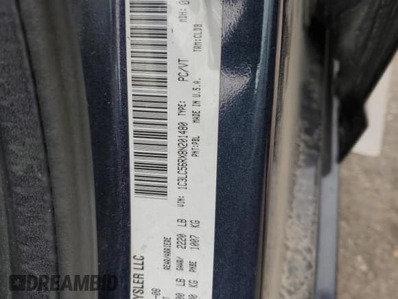 ✅ 2008 Chrysler Sebring Touring • VIN: 1C3LC56RX8N201480 • Лот: 69213224. Опубликован ранее на Copart с пробегом 217 550 миль. Бесплатный доступ к архиву аукционных продаж из США и подробный отчёт об истории автомобиля на DreamBid. Изображение 12.