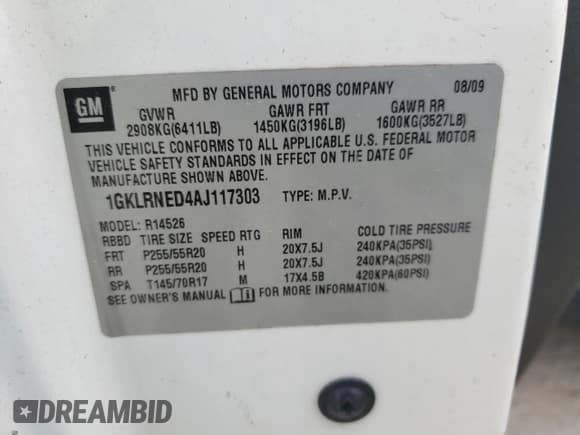 ✅ 2010 GMC Acadia SLT2 • VIN: 1GKLRNED4AJ117303 • Lot: 67528065. Wystawiony na Copart z przebiegiem 228 276 mil. Bezpłatny archiwum sprzedaży aukcyjnych z USA i szczegółowy raport historii pojazdu na DreamBid. Zdjęcie 13.