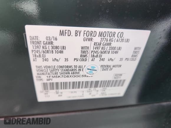 ✅ 2016 Ford Explorer XLT • VIN: 1FM5K7D8XGGC59200 • Лот: 86051545. Опубликован ранее на Copart с пробегом 117 096 миль. Бесплатный доступ к архиву аукционных продаж из США и подробный отчёт об истории автомобиля на DreamBid. Изображение 13.