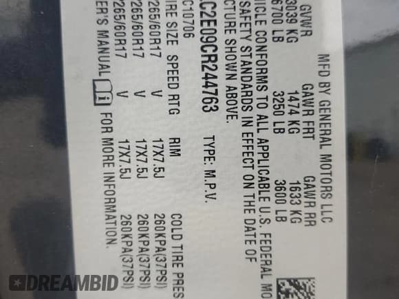 ✅ 2012 Chevrolet Tahoe Commercial • VIN: 1GNLC2E09CR244763 • Lot: 65789675. Listed on Copart with 350,715 mi. Free auction sales archive from the USA and detailed vehicle history report at DreamBid. Image 13.