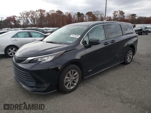 ✅ 2021 Toyota Sienna LE • VIN: 5TDKRKEC2MS046638 • Lot: 91479785. Listed on Copart with 49,657 mi. Free auction sales archive from the USA and detailed vehicle history report at DreamBid. Image 1.