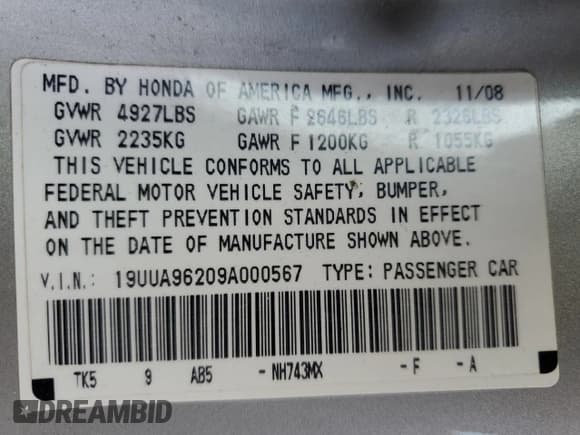 ✅ 2009 Acura TL • VIN: 19UUA96209A000567 • Лот: 57666355. Опубликован ранее на Copart с пробегом 252 491 миль. Бесплатный доступ к архиву аукционных продаж из США и подробный отчёт об истории автомобиля на DreamBid. Изображение 12.