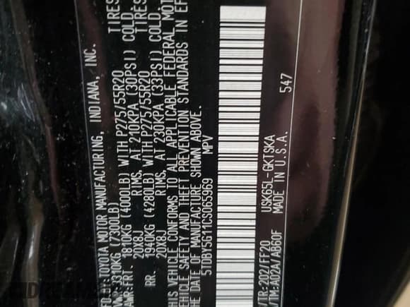 ✅ 2012 Toyota Sequoia SR5 • VIN: 5TDBY5G11CS065969 • Лот: 46536835. Опубликован ранее на Copart с пробегом 183 818 миль. Бесплатный доступ к архиву аукционных продаж из США и подробный отчёт об истории автомобиля на DreamBid. Изображение 13.