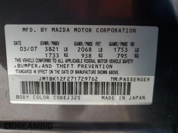 ✅ 2007 Mazda 3 i Sport • VIN: JM1BK12F271729762 • Lot: 92718075. Wystawiony na Copart z przebiegiem 205 188 mil. Bezpłatny archiwum sprzedaży aukcyjnych z USA i szczegółowy raport historii pojazdu na DreamBid. Zdjęcie 12.