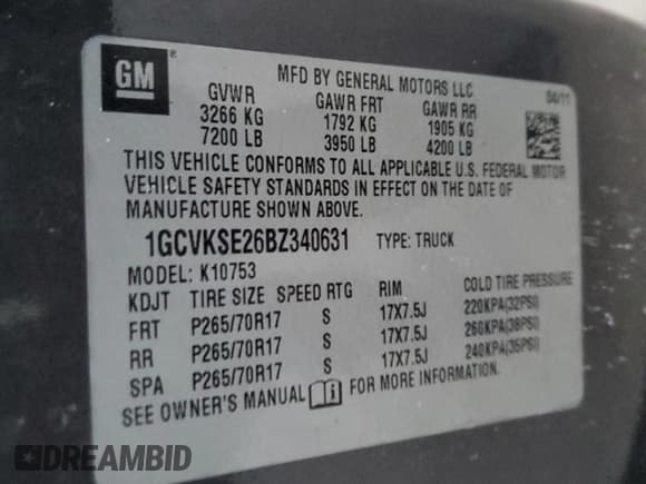 ✅ 2011 Chevrolet Silverado 1500 LT • VIN: 1GCVKSE26BZ340631 • Lot: 41606345. Listed on Copart with 183,277 mi. Free auction sales archive from the USA and detailed vehicle history report at DreamBid. Image 12.