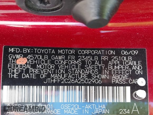 ✅ 2010 Lexus IS 250 C • VIN: JTHFF2C26A2502906 • Lot: 42345094. Listed on IAAI with 200,600 mi. Free auction sales archive from the USA and detailed vehicle history report at DreamBid. Image 9.