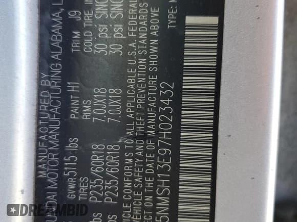 ✅ 2007 Hyundai Santa Fe SE • VIN: 5NMSH13E97H023432 • Lot: 80747954. Listed on Copart with 166,588 mi. Free auction sales archive from the USA and detailed vehicle history report at DreamBid. Image 13.