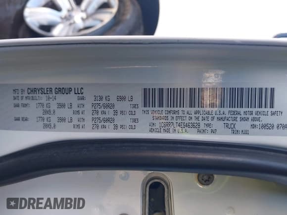 ✅ 2014 Ram 1500 Big Horn • VIN: 1C6RR7LT4ES463628 • Lot: 43620901. Listed on IAAI with 141,353 mi. Free auction sales archive from the USA and detailed vehicle history report at DreamBid. Image 9.